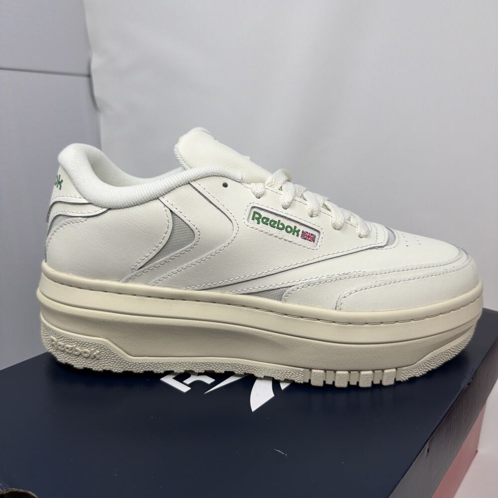 Reebok Club C Extra Platform Women’s Sneakers - Chalk/White Glen Green, Size 8 - Picture 2 of 8
